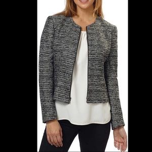 NWT Anne Klein Zip Front Tweed Jacket